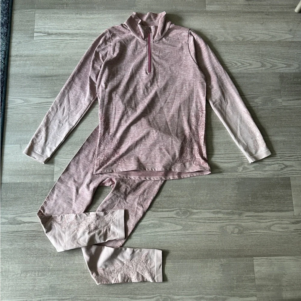 Calia Pink Laser-cut Matching Legging Set